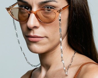 SILVER PEARL Glasses & Mask Chain | Chic | Stainless Steel | Women