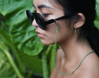 CASUAL Lunettes /Masque Cordon | Chaîne de lunettes | Textile vert