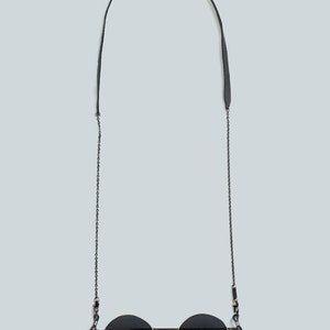 REAL LEATHER glasses & mask chain Black Men Women image 3