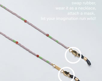 HOOLA BEADS | Beaded Glasses Chain with gemstones | Fashion Accessory carnelian stones