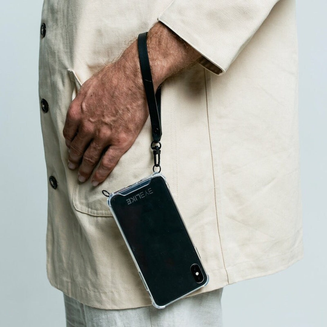 REAL LEATHER Phone Strap High Quality, Black Men Women Etsy