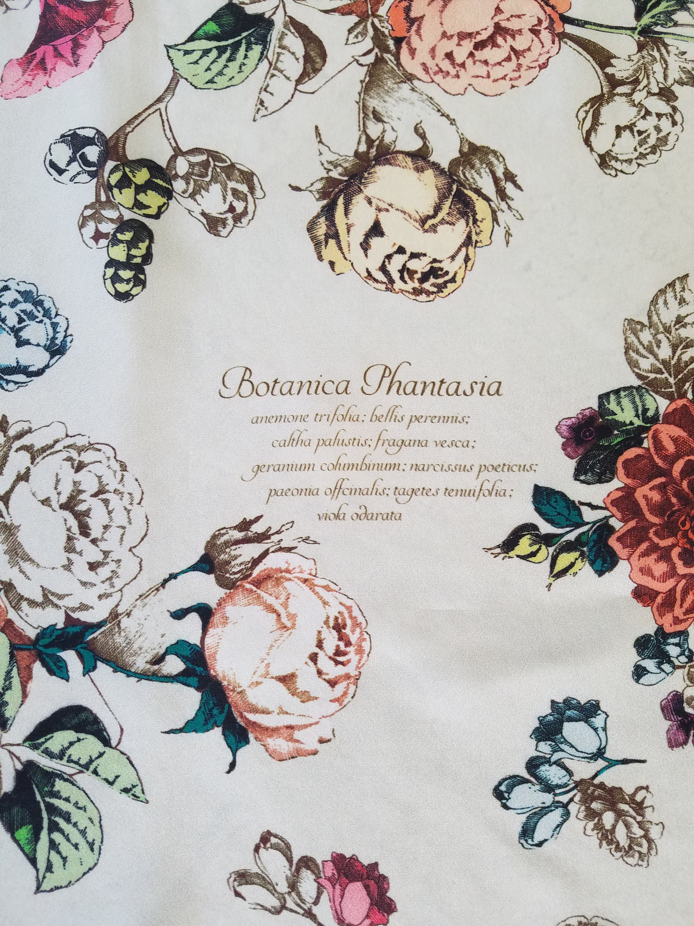 LONG SILK CRINKLE CHIFFON SCARF BOTANICAL BALLADS