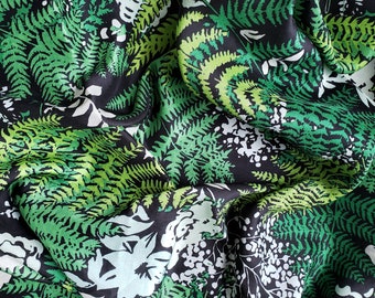 Pañuelo de seda con estampado botánico vintage de helechos