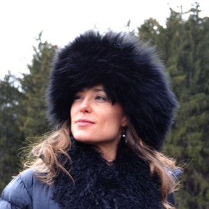 The Duchess - Black - Shearling Hat Sheepskin Fur