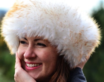 The Duchess - Chene w/ Tan Tip Brim - Shearling Hat - Sheepskin Fur Brown Camel