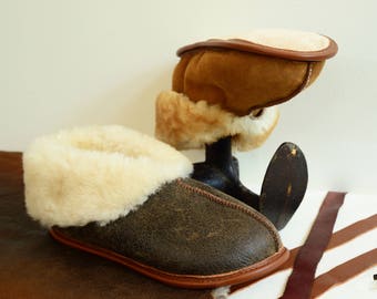 The Best Sheepskin Slippers - Traditional Men's Sizing - Shearling Booties - Fur House Shoes - Leather - Virgin Wool - Suede -