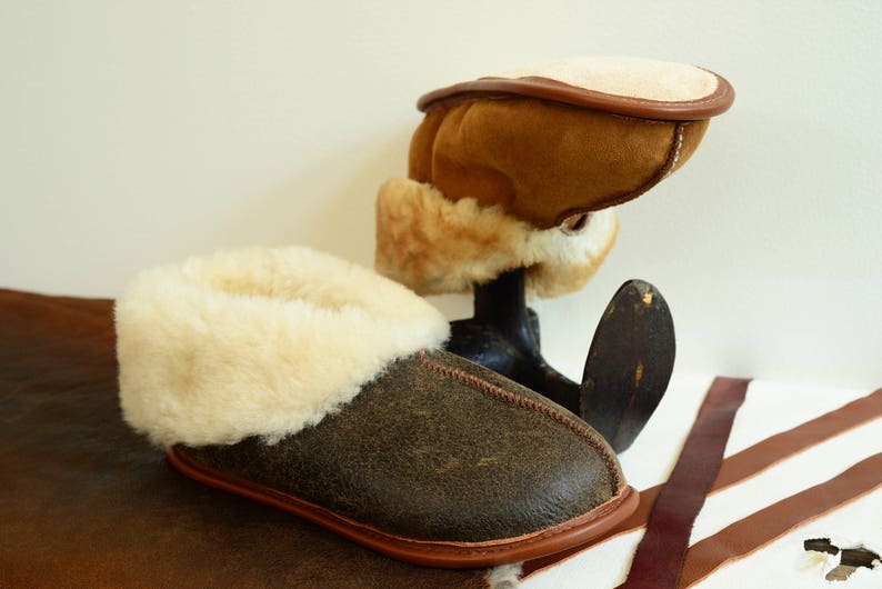 The Best Men's Sheepskin Slippers Shearling Booties Fur Etsy