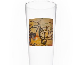 On the Wheel Bicycle Art Beer Glass - Double Delight