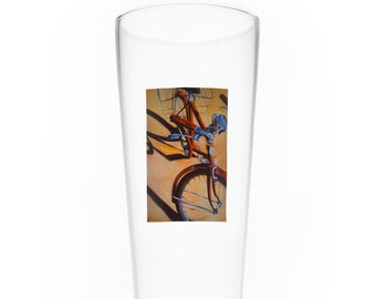 On the Wheel Bicycle Art Single Beer Glass - Red Schwinn