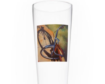 On the Wheel Bicycle Art Single Beer Glass - Sidewalk Glint