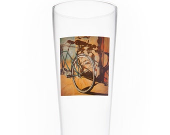 On the Wheel Bicycle Art Single Beer Glass - Bluebird Tandem