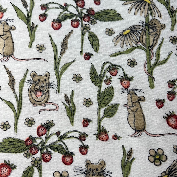 Mouse And Raspberry Fabric Mouse and Strawberry Fabric - Etsy