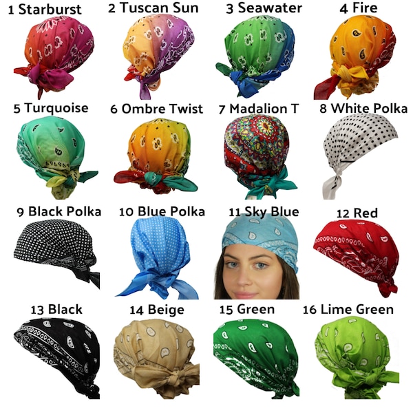 Pre-tied Cotton Head Wrap, 50+ STYLES, Skull Cap, Chemo Cap, Headscarf, Tichel, Hair Cover Nurses, Multiple Colors, Hair Wrap Bandana,