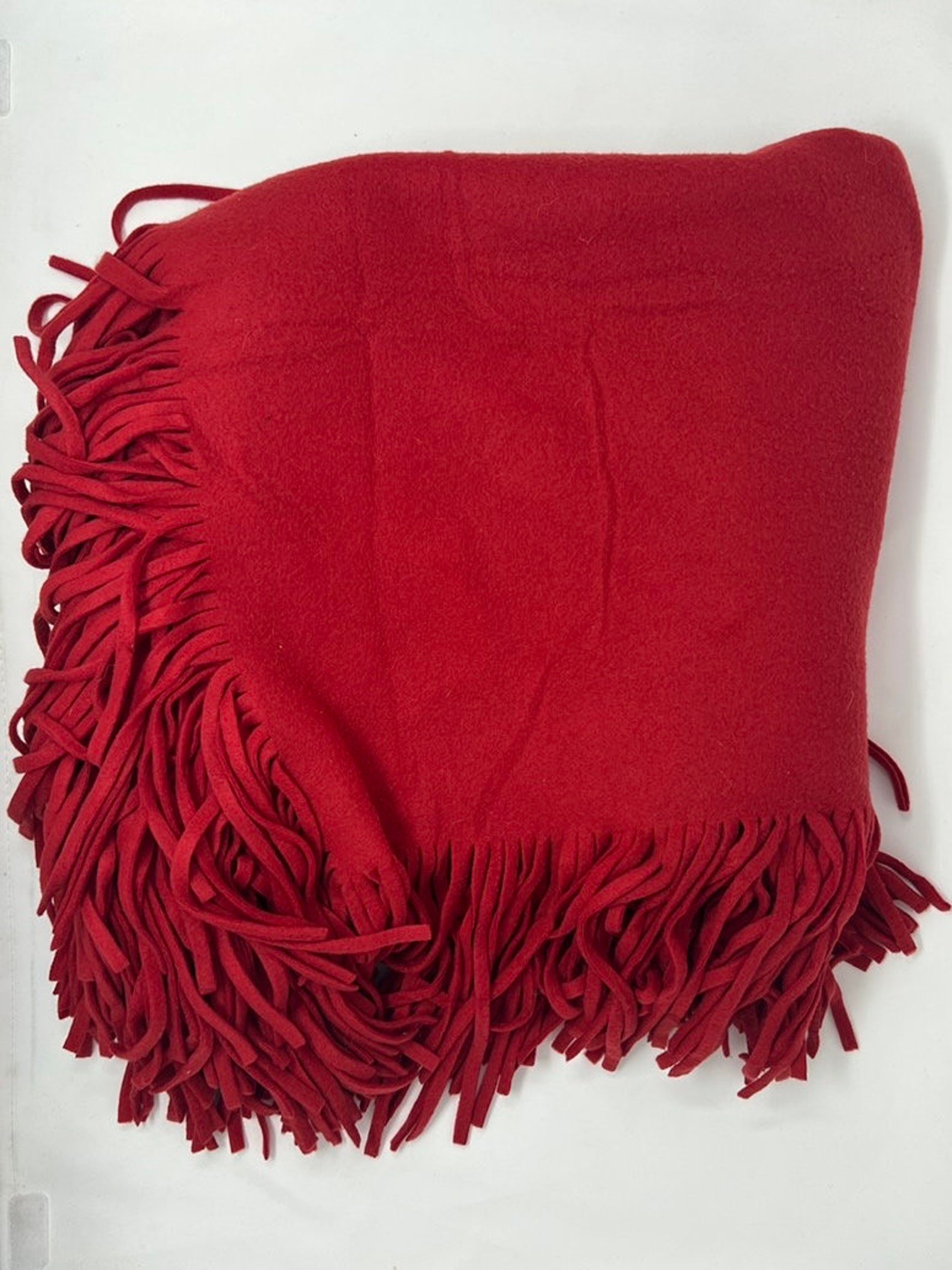 Fleece Cape Fringed Wrap Solid Colors Red Camel Navy Etsy