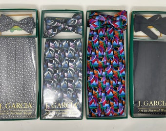 Jerry Garcia Cummerbund & Bowtie Sets New with Tags One of a Kind J. Garcia Formal Wear Grateful Dead Collectible Merchandise Original Silk