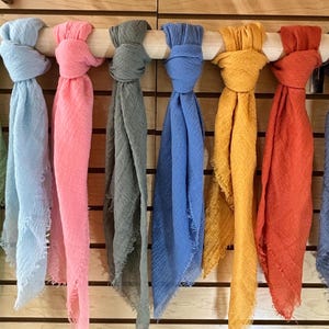Very Soft Gauzy Solid Color Approx 36&quot; Square Scarves So Soft, Light Raw Edge Comfy Airy Lightweight Shawl Neck Scarf Purse Scarf Scarf Belt