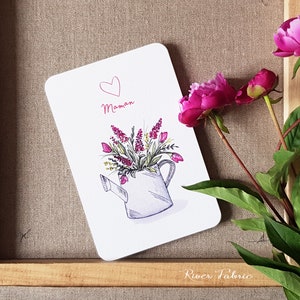 Carte FLEURS DU JARDIN,  Fête des Mères, pour dire Merci, Bon Anniversaire, Félicitations etc... illustration, carte postale