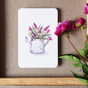 Carte FLEURS DU JARDIN roses,  Fête des Mères, pour dire Merci, Bon Anniversaire, Félicitations etc... illustration, carte postale