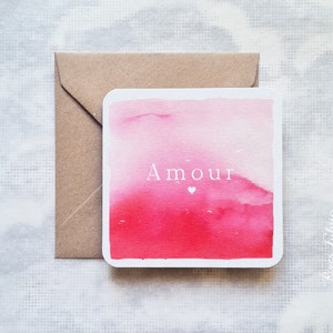 Carte "Amour",   10 x 10 cm / papeterie / carterie / décoration / aquarelle