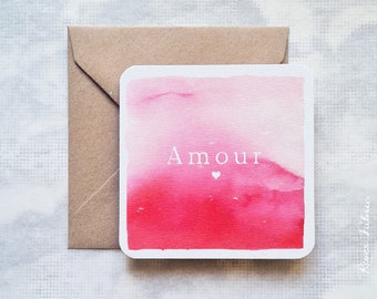 Carte "Amour", 10 x 10 cm / papeterie / carterie / décoration / aquarelle