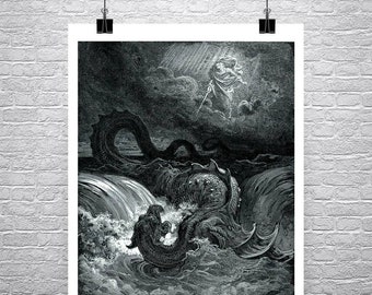 Gustave Dore Leviathan Art Print: Sea Monster Giclee