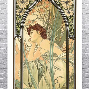 Alphonse Mucha Art Nouveau &quot;Evening&quot; Giclee Print