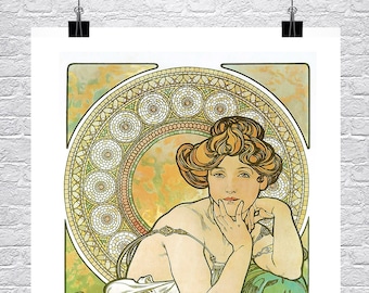 Alphonse Mucha "Topaz" Art Nouveau Giclee Print