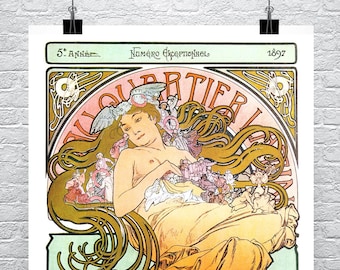 Alphonse Mucha "Au Quartier Latin" Art Nouveau Poster Print