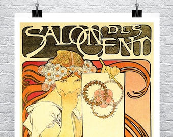 Alphonse Mucha: Salon Des Cent Art Nouveau Poster (Giclee Print)