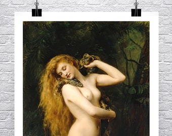Female with Snake Fine Art Print, Old Master Painting