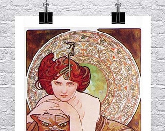 Alphonse Mucha Art Nouveau "Emerald" Giclee Print