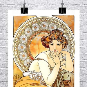 Alphonse Mucha &quot;Topaz&quot; Art Nouveau Giclee Print