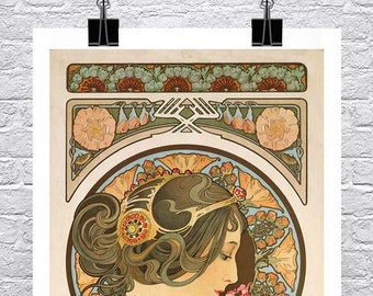 Polyanthus 1899 Alphonse Mucha Art Nouveau Fine Art Giclee Print on Premium Canvas or Paper