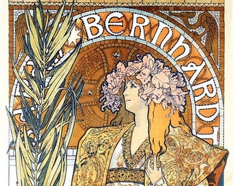 Gismonda Sarah Bernhardt Art Nouveau Theater Poster 1894 Alphonse Mucha Fine Art Giclee Print on Canvas or Paper