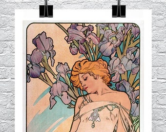 Alfons Mucha Art Nouveau Times of Day Prints Night Waking Evening Rest & FREEBY 