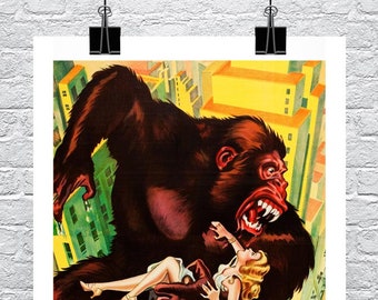 King Kong 1933 Vintage Film Poster Fine Art Giclée-Druck auf Premium-Leinwand oder Papier