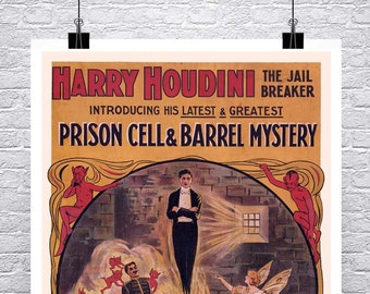 Harry Houdini Jail Breaker Poster: Vintage Magician Art Print