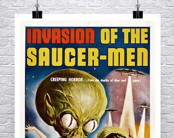 Invasion de la Soucoupe Hommes vintage Sci-Fi Movie Poster Fine Art Giclee Imprimer sur toile premium ou papier