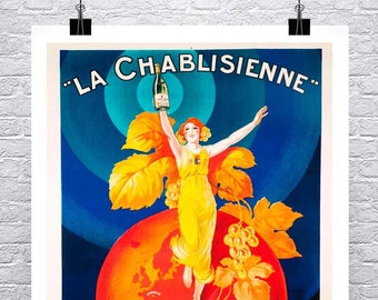 La Chablisienne ヴィンテージ フランス酒広告ポスター ファインアート ジクレープリント プレミアムキャンバスまたは紙
