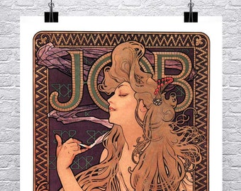 ジョブ・ローリング・ペーパーズ 1896 アルフォンス・ミュシャ アール・ヌーヴォー ポスター ファインアート ジクレープリント プレミアムキャンバスまたは紙