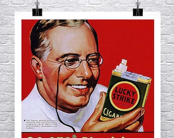 Lucky Strike Ad Print: Vintage Tobacco Poster, "It's Toasted"