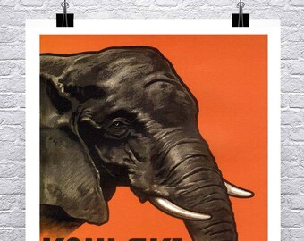 Manifesto pubblicitario russo d'epoca "Cognac Elephant", stampa artistica
