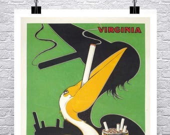 Pelican Cigarettes Vintage Tobacco Advertising Poster Fine Art Giclee Print on Paper or Canvas