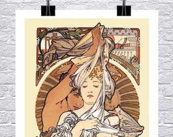 Paris 1900 Alphonse Mucha Art Nouveau Poster Fine Art Giclee Print on Canvas or Paper