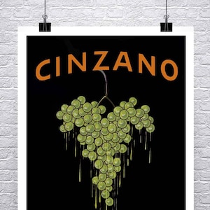 Cinzano 1919 Vintage Liquor Publicidad Cartel Bellas Artes Giclee Impresión en lienzo o papel premium