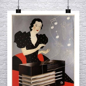 Radio Telefunken 1935 Vintage Radio Música Publicidad Cartel Giclee Impresión en lienzo premium o papel