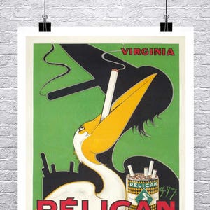 Pelican Cigarettes Vintage Tobacco Publicidad Cartel Bellas Artes Giclee Impresión en Papel o Lienzo