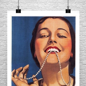 Vintage 1932 Dental Ad Poster: Makes Teeth Like Pearls Giclee Print
