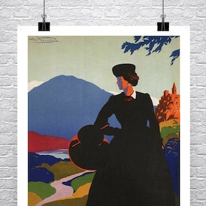 Abruzzo Italy Vintage Art Deco Travel Poster: Giclee Print