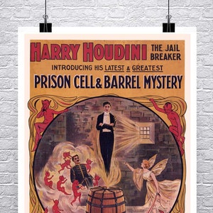 Harry Houdini Jail Breaker Poster: Vintage Magician Art Print